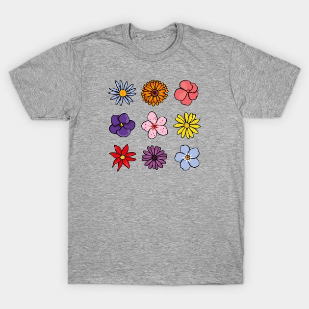 Nine Flowers T-Shirt by VD Prints